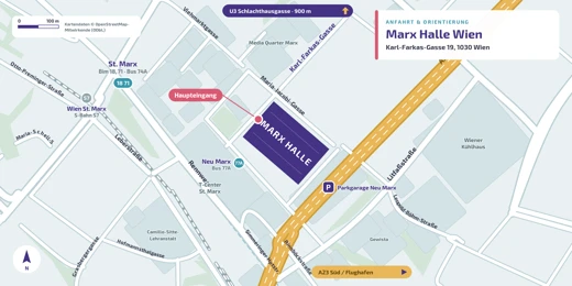 Anfahrtskarte Marx Halle Wiener Jugend 2026 6X3